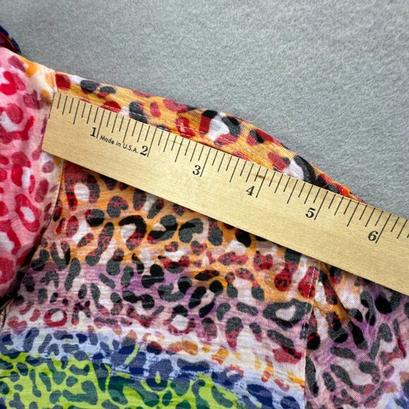 Ali Miles Top Womens Medium Animal Print Tunic Button Up Burnout Artsy Knit - Picture 12 of 16